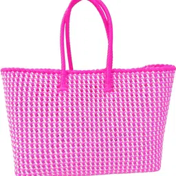 Pink, White Men & Women Tote Pink, White Tote Tote Hand-Made Plastic Wire Koodai - Pink and White-image-12