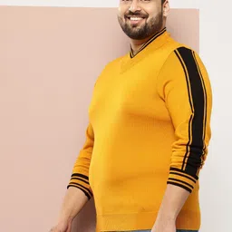sztori Men Colorblock V Neck Yellow Sweater image 5