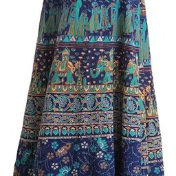 unique choice Women Printed Wrap Around Blue Skirt image 3