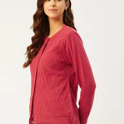 rivza Women Woven Round Neck Pink Sweater image 3