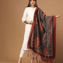 sixsigma Bhagalpuri Silk Printed Maroon Women Dupatta-picture-10