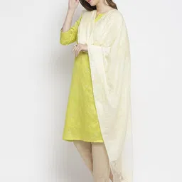 dupatta bazaar Cotton Blend Self Design Beige Women Dupatta image 3