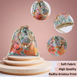 kuber industries Women Beige, Green Potli image 4