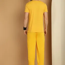 mack jonney Men Top & Pyjama Set Yellow Printed image 2