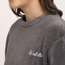 ucollection Women Night Suit Set Grey Solid image 2