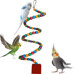 congo natural parrot treat 43X7cm Playful Natural Wood Beads Spiral Ladder for Wooden Training Aid For Bird-picture-19