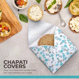 Enwear Set of 3 Roti Chapati Cover 100% Cotton Traditional Roti Rumals Printed Roti Square Flap Cover image 3