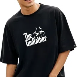 annnackel Men Printed Cowl Neck Cotton Blend Black T-Shirt-picture-29