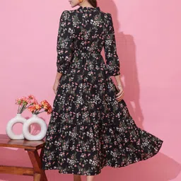 honky tonky Women Fit and Flare Multicolor Maxi/Full Length Dress image 3