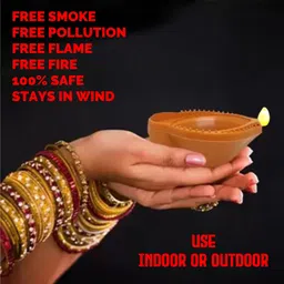 en 24 Water Sensor Led Diya's Candle with Water Sensing Technology, Led Diya Plastic (Pack of 30) Table Diya Set image 2