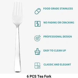 cutlux 6 Pieces Fork Length 13 cm 1.7mm Thickness Stainless Steel Fruit Fork, Salad Fork, Dinner Fork Set image 3