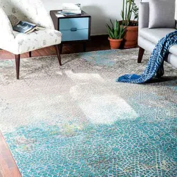 Blue Abstract Pattern Bamboo Silk Hand Knotted 4 x 6 Feet Carpet by Jaipur Rugs-image-51