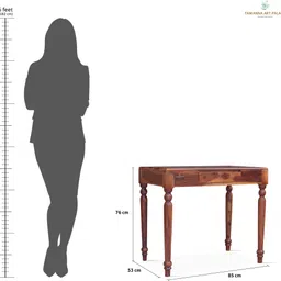 tamannaartpalace Solid Wood Study Table with Round Legs in Natural Honey Oak Finish with Drawer, DIY (Do It Yourself) Solid Wood Study Table image 3