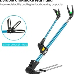 qpets Retractable Fishing Rod Holder with Ground Nail Stand Adjustable Length Retractable Fishing Rod Holder with Ground Nail Stand Blue Fishing Rod image 4