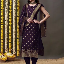 youthnic Women Silk Blend Kurta Salwar Dupatta Set image 3