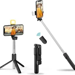 JAIKSON ™ R1-S Wireless Selfie Stick with Remote and Led Light, Multifunctional Selfie Stick, Tripod, Monopod Stand & Mobile Stand Compatible with All Mobile Phones Bluetooth Selfie Stick image 2
