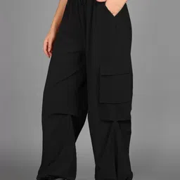 barmaanic Women Solid Black Track Pants image 3