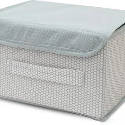 mteaser Foldable Drawer Rectangular Storage Basket with Lid & Handle Closet Organizer| Storage Box image 4