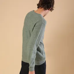 campus sutra Men Solid Round Neck Green Sweater image 2