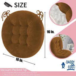 daddy cool Microfibre Cushion Pack of 2 Solid Round Velvet Cushion 16x16 Inch image 4