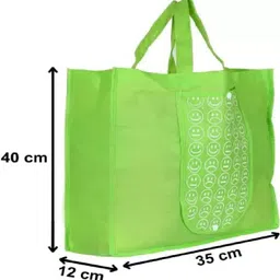 riyansh Shopping Grocery Bags Foldable, Washable Grocery Tote Bag with One Small Pocket, Eco-Friendly Purse Bag Fits in Pocket Waterproof & Lightweight (,Green & Pink) Pack of 2 Grocery Bags image 2