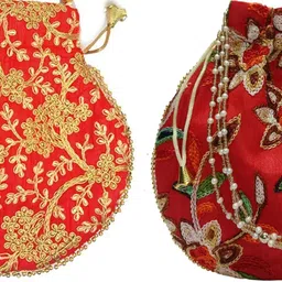 athizay Women Red, Gold, Red Potli-picture-48
