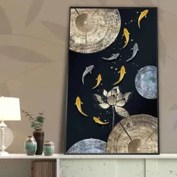 art street Cultural Black Canvas Framed Wildlife Art Print image 1