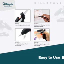 hillgrove Electric 20W Black Mini Hot Glue Gun With 5 Pcs Hot Melt Glue Stick for Craft, Art, Decoration Work Standard Temperature Corded Glue Gun image 5