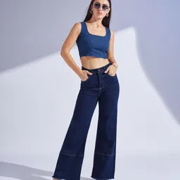 miss chase Women Tapered Fit High Rise Blue Jeans-picture-39