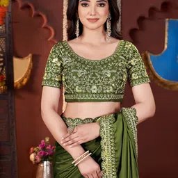 vivan fab Embroidered Banarasi Pure Silk, Art Silk Saree image 4