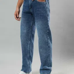 hoker Men Loose Fit Mid Rise Dark Blue Jeans image 4