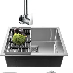 messina HANDMADE SOUND PROOF KITCHEN SINK (24''x18''x10'') MATT FINISH SILVER WITH TAP Vessel Sink image 1
