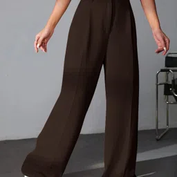 leriya fashion Women Regular Fit Brown Cotton Blend Trousers image 3