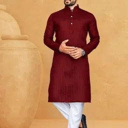 dollico Men Solid Cotton Blend Straight Kurta-picture-24