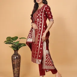 shree hari fab Unstitched Art Silk Kurta & Palazzo Material Self Design image 5