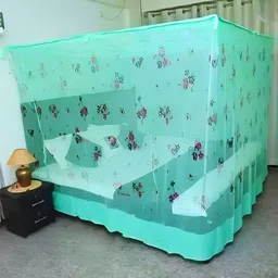 sara HDPE - High Density Poly Ethylene Adults Washable Premium Flower Printed Foldable Green Color Double Bed (6x7 ft) Mosquito Net-picture-42
