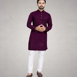 metro trader Men Jacquard Kurta Pyjama Set-picture-10