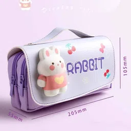 pouch rabbit Art Canvas Pencil Box-image-1
