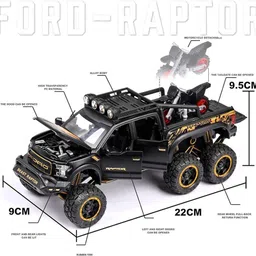 rutshra 1:24 Raptor Die-cast Metal Car Model Openable blk RSH image 2