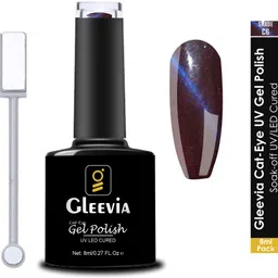 gleevia Cat-Eye UV Gel Nail Polish| Magnetic Gel Polish 8ml with Dual-Head Magnet C6 Shade Code: C6- Seal Brown-picture-24
