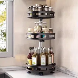 Containers Kitchen Rack 360 Degree Multi-functional Rotating Shelf, Large Capacity Multi-layer Storage Iron-image-60