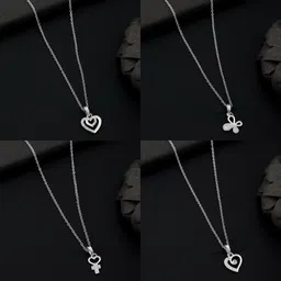 boghra sales combo pendant chain for girls Silver, Rhodium Diamond Silver, Alloy Pendant Set-picture-10