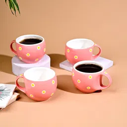 storepedia Pack of 6 Ceramic Polka Doted Tea Cups Set of 6, 150ml Coffee Mugs for Home Office image 3