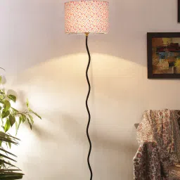 Yogasana Multicolour Cottan Fabric Shade Club Floor Lamp With Iron Base By New Era image 1