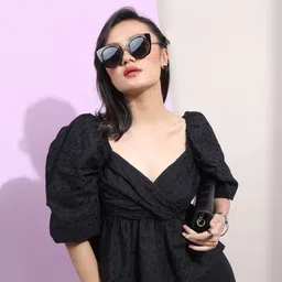 tokyo talkies Casual Balloon Sleeve Embroidered Women Black Top-picture-13