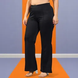 hocc Women Loose Fit Black Lycra Blend Trousers image 2