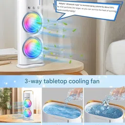 Coolmist Portable Dual Mist Spray Fan | USB Rechargeable Mini Air Cooler 280ml Tank 5.2 GHz AM2 2 Core Processor Designed for Workstation image 4