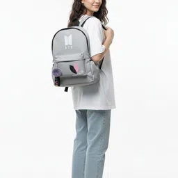virtual mart india College and school bag color gray,two pop key chain Waterproof School Bag image 4