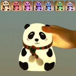 Guruvar Cute Panda Silicon Night Lamp USB Rechargeable 7 Color Changing For Kids-1579 Smart Sensor Light-picture-24