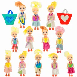 - Mini Doll Set With Multicolor Clothes And 2 Doll Bags (Pack of 12)-image-6